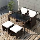 vidaXL 5 Piece Outdoor Dining Set with Cushions Poly Rattan Brown