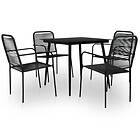 vidaXL 5 Piece Outdoor Dining Set Cotton Rope and Steel Black