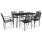 vidaXL 7 Piece Outdoor Dining Set Cotton Rope and Steel Black