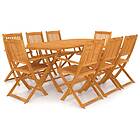 vidaXL 9 Piece Folding Outdoor Dining Set Solid Acacia Wood