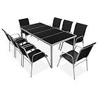 vidaXL 9 Piece Outdoor Dining Set Steel Black