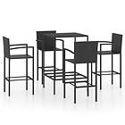 vidaXL 5 Piece Garden Bar Set Poly Rattan Black