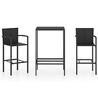 vidaXL 3 Piece Garden Bar Set Poly Rattan Black