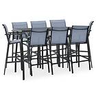 vidaXL 9 Piece Garden Bar Set Black and Grey