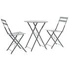 vidaXL 3 Piece Bistro Set Steel Grey