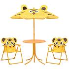 vidaXL 3 Piece Kids' Garden Bistro Set with Parasol Yellow