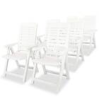 vidaXL Reclining Garden Chairs 6 pcs Plastic White