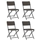 vidaXL Folding Garden Chairs 4 pcs HDPE and Steel Brown