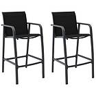 vidaXL Garden Bar Chairs 2 pcs Black Textilene