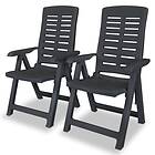 vidaXL Reclining Garden Chairs 2 pcs Plastic Anthracite