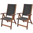 vidaXL Folding Garden Chairs 2 pcs Solid Acacia Wood and Textilene