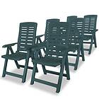 vidaXL Reclining Garden Chairs 6 pcs Plastic Green