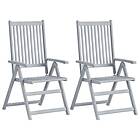 vidaXL Garden Reclining Chairs 2 pcs Grey Solid Acacia Wood