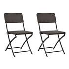 vidaXL Folding Garden Chairs 2 pcs HDPE and Steel Brown