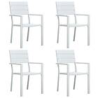 vidaXL Garden Chairs 4 pcs White HDPE Wood Look