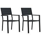 vidaXL Garden Chairs 2 pcs Black HDPE Wood Look