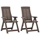 vidaXL Garden Reclining Chairs 2 pcs Plastic Mocha