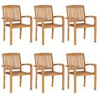 vidaXL Stacking Garden Chairs 6 pcs Solid Teak Wood