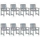 vidaXL Garden Chairs 8 pcs Solid Acacia Wood Grey