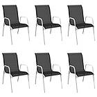 vidaXL Stackable Garden Chairs 6 pcs Steel and Textilene Black