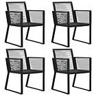 vidaXL Garden Chairs 4 pcs Rope Rattan Black