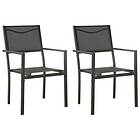 vidaXL Garden Chairs 2 pcs Textilene and Steel Black Anthracite