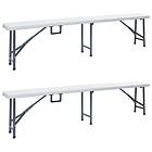 vidaXL Folding Garden Benches 2 pcs 180 cm HDPE White