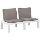 vidaXL Garden Lounge Bench with Cushion Plastic White