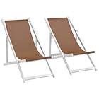 vidaXL Folding Beach Chairs 2 pcs Aluminium and Textilene Brown