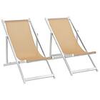 vidaXL Folding Beach Chairs 2 pcs Aluminium and Textilene Cream