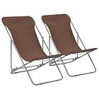 vidaXL Folding Beach Chairs 2 pcs Steel and Oxford Fabric Brown