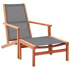 vidaXL Garden Chair with Footrest Grey Solid Eucalyptus Wood and Textilene