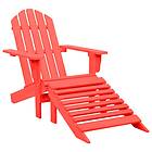 vidaXL Garden Adirondack Chair with Ottoman Solid Fir Wood Red