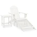 vidaXL Garden Adirondack Chair with Ottoman&Table Solid Fir Wood White