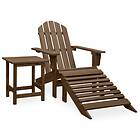 vidaXL Garden Adirondack Chair with Ottoman&Table Solid Fir Wood Brown