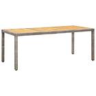 vidaXL Garden Table Grey 190x90x75 cm Poly Rattan and Acacia Wood