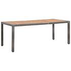 vidaXL Garden Table Grey 190x90x75 cm Poly Rattan and Solid Acacia Wood