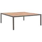 vidaXL Garden Table Grey 200x200x74 cm Poly Rattan and Acacia Wood