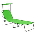 vidaXL Folding Sun Lounger with Canopy Green Aluminium