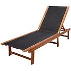 vidaXL Sun Lounger Solid Acacia Wood and Textilene