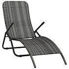 vidaXL Folding Sun Lounger Poly Rattan Grey