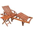 vidaXL Sun Lounger with Table Solid Acacia Wood