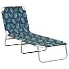 vidaXL Folding Sun Lounger Steel and Fabric Leaves Print