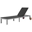 vidaXL Sun Lounger with Wheels Poly Rattan Black