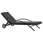 vidaXL Sun Lounger with Cushion &amp; Wheels Poly Rattan Anthracite