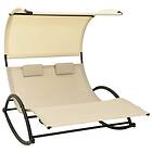 vidaXL Double Sun Lounger with Canopy Textilene Cream