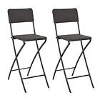 vidaXL Folding Bar Chairs 2 pcs HDPE and Steel Brown Rattan Look