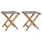 vidaXL Folding Chairs 2 pcs Solid Teak Wood and Fabric Dark Grey