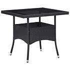 vidaXL Outdoor Dining Table Black Poly Rattan and Glass