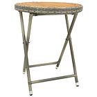 vidaXL Tea Table Grey 60 cm Poly Rattan and Solid Acacia Wood